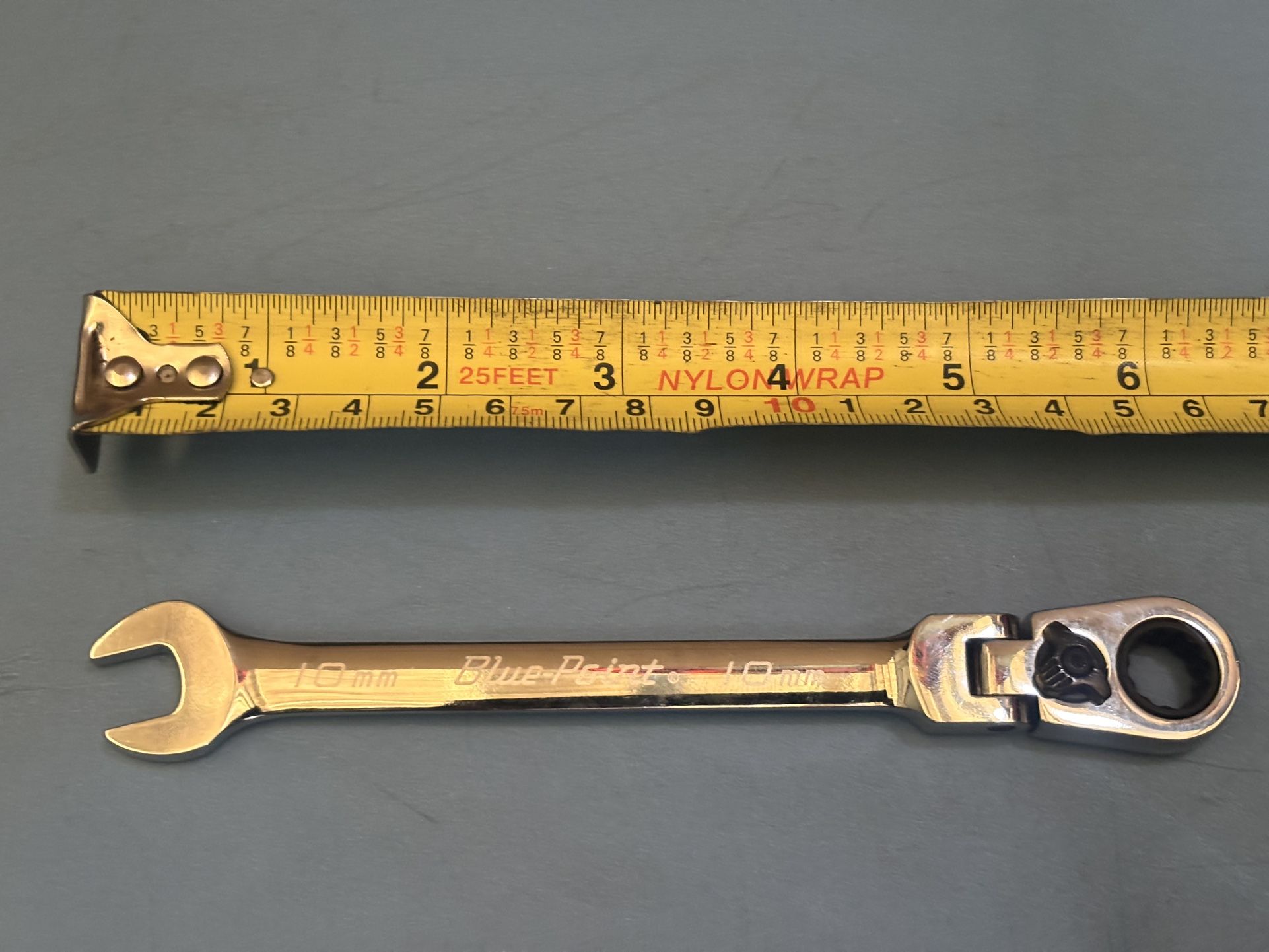 Snap-on Tools 10 mm 12-Point Metric 15° Offset Flex-Head Ratcheting Box/Open-End Wrench (Blue-Point®)