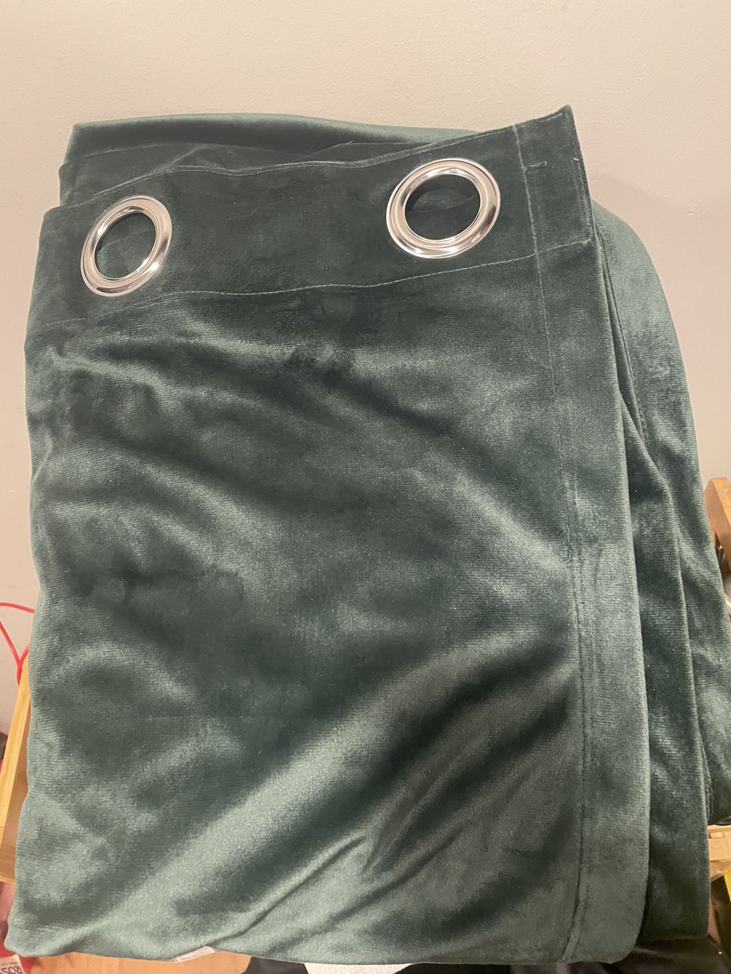 Velvet Curtains Forest Green 52”x120”