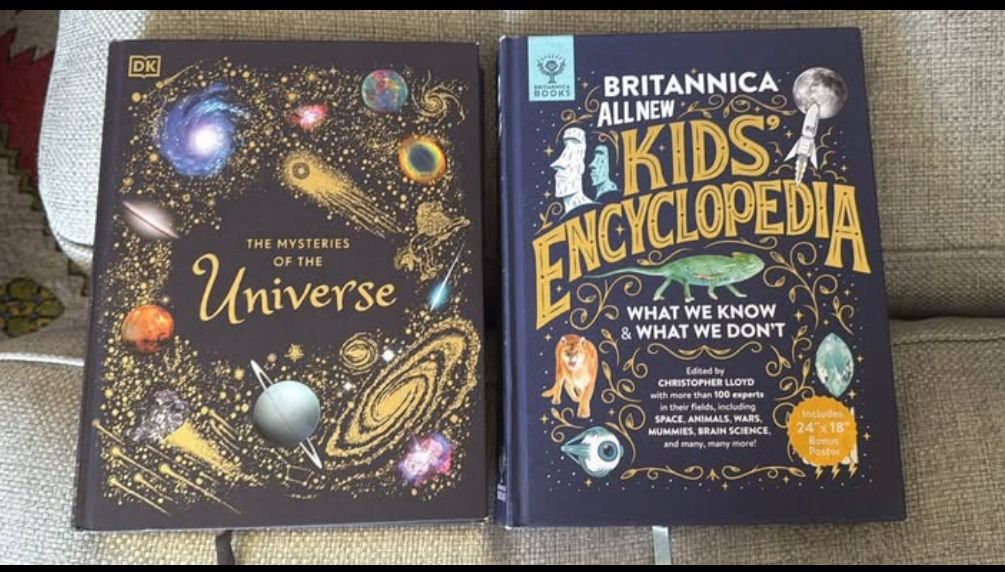 Britannica Kids Encyclopedia & Mysteries of the Universe hard cover beautiful books
