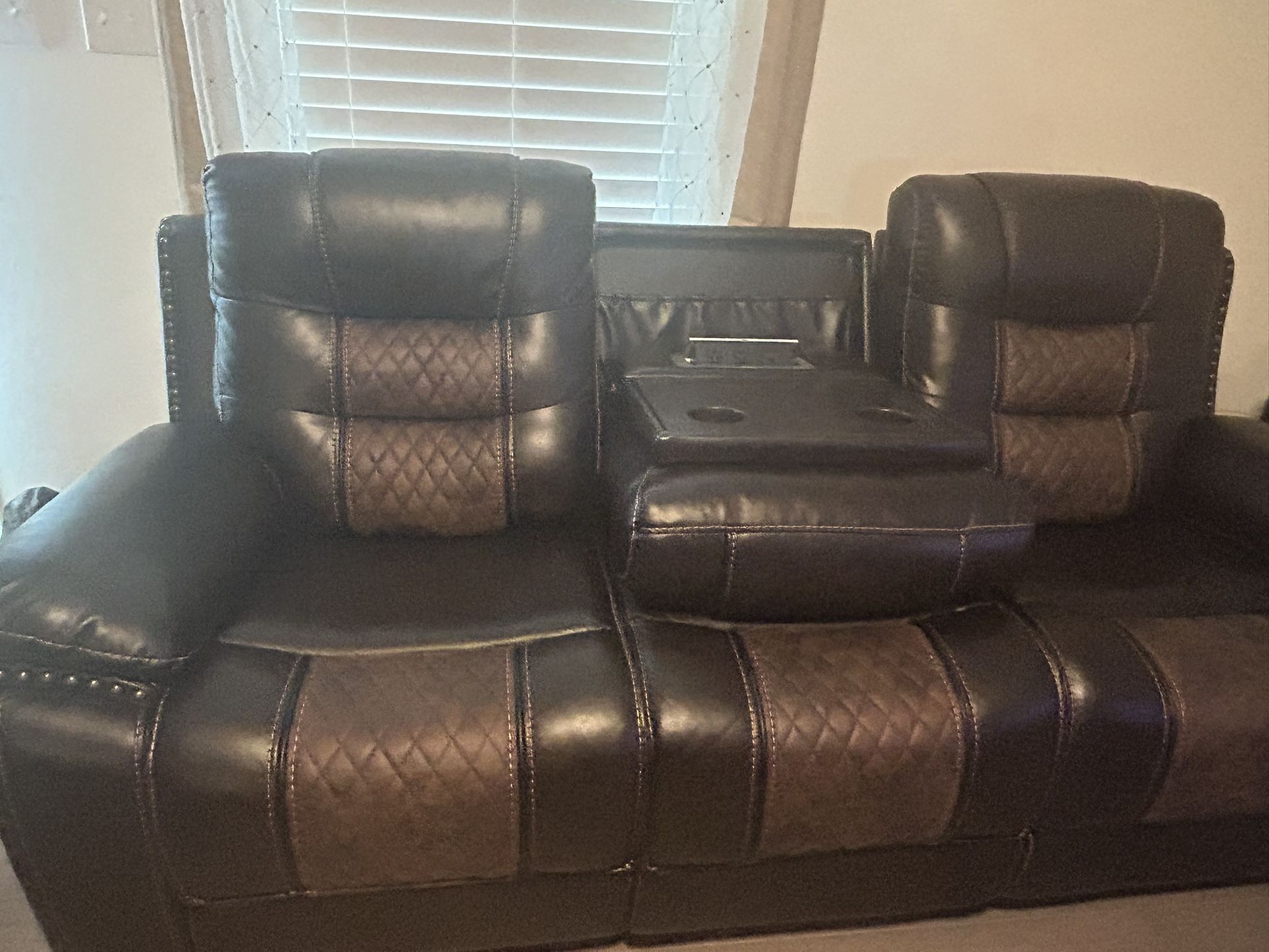 3 Piece Dark Brown Set , Reclining, Charging Living Room