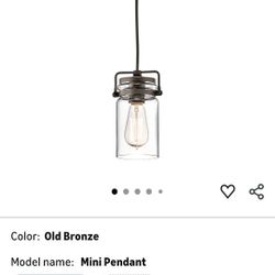 NIB Kichler Brinley Mini Farmhouse Pendant Light, Brushed Nickel