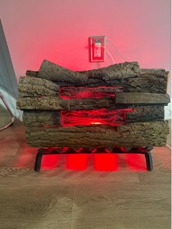 Electric log 🪵 fireplace + cast iron base