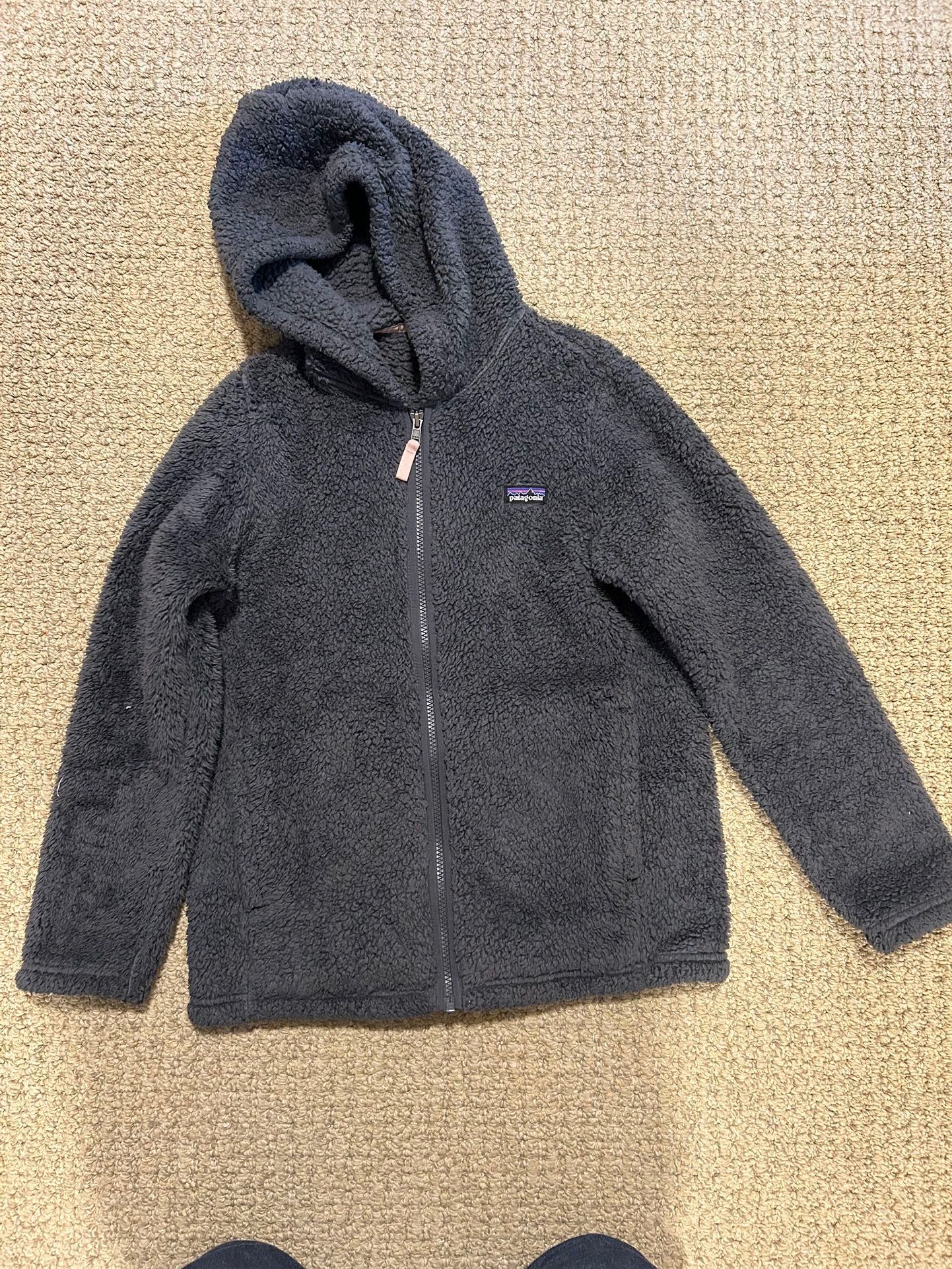 Patagonia Girls' Los Gatos Fleece Hoody in Forge Grey Full Zip Sz XL