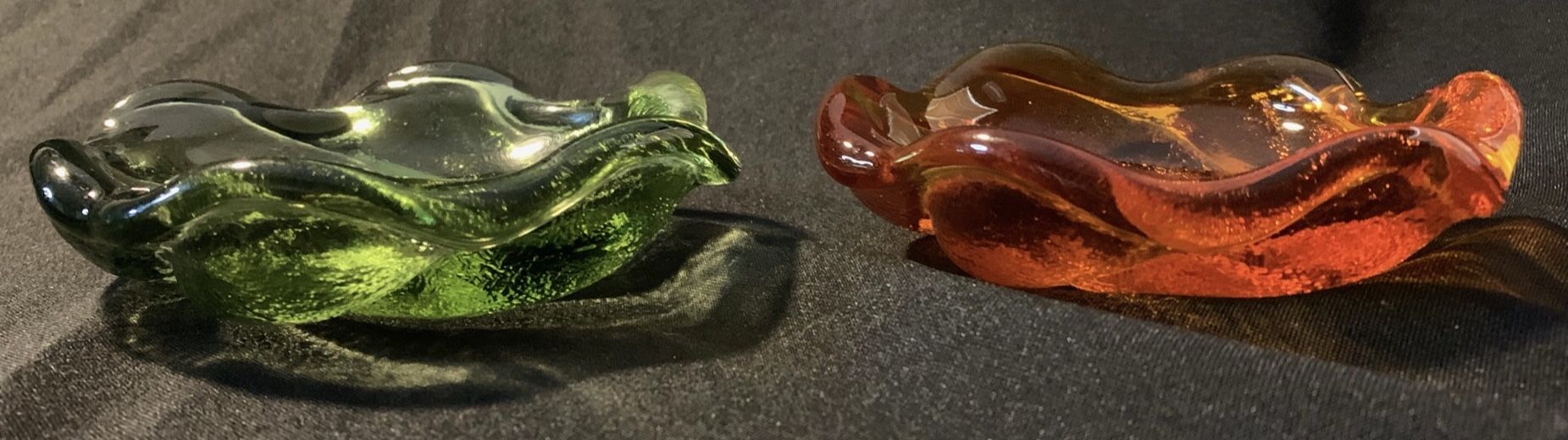 Pair of Heavy Vintage Glass Dishes (Soap Dishes?).