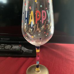 Super Pretty Happy Birthday Wine Glass