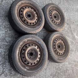 4 - 195/60r14 4x100 4x3.94 Stock Honda Civic Fit Scion Xa Xb Ia Corolla Miata Wheels Rims Good 90% Treads Tires!