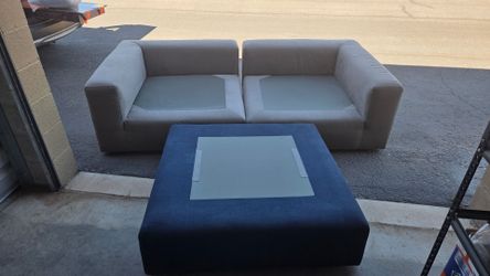 Two Seater Couch with Ottoman