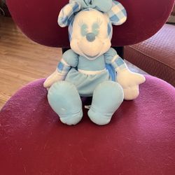 Blue and White Minnie Mouse Plush Toy