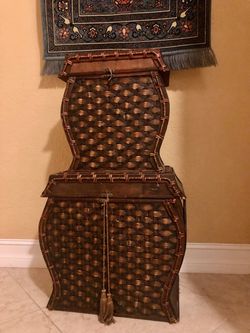 HOME DECOR - Set Of (2) Brown/Gold Rattan Woven Chests 35” Tall
