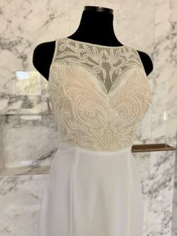 Vintage Forever Yours Bridal Wedding Gown Size 6 Pearl Beaded Sheer Back Ivory