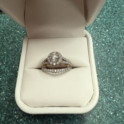 14k White Gold With Rose Gold Accent 