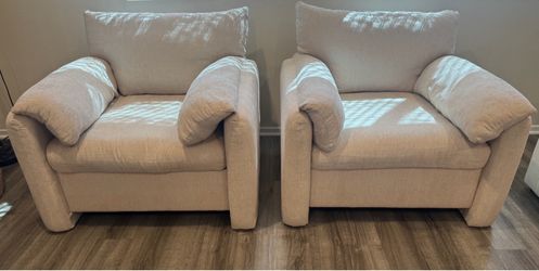 Set of 2 Oversized Chenille Accent Chairs