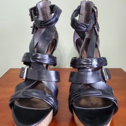 Guess New Strappy Platform GWKAPPA Black Leather 8.5