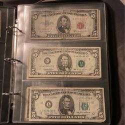 Old US Bills And A $5 1953 Red Seal