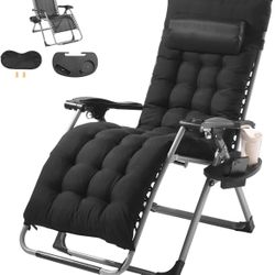 VEVOR Zero Gravity Chair, 26 inch Zero Gravity Recliner Lounge Chair for Indoor and Outdoor, Adjustable Anti Gravity Chair with Cushion, @R1-646