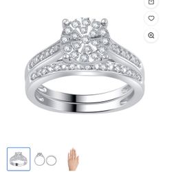 NEW Valentine’s Day size 7 diamond Wedding Engagement Ring bridal set Forever Bride sterling silver