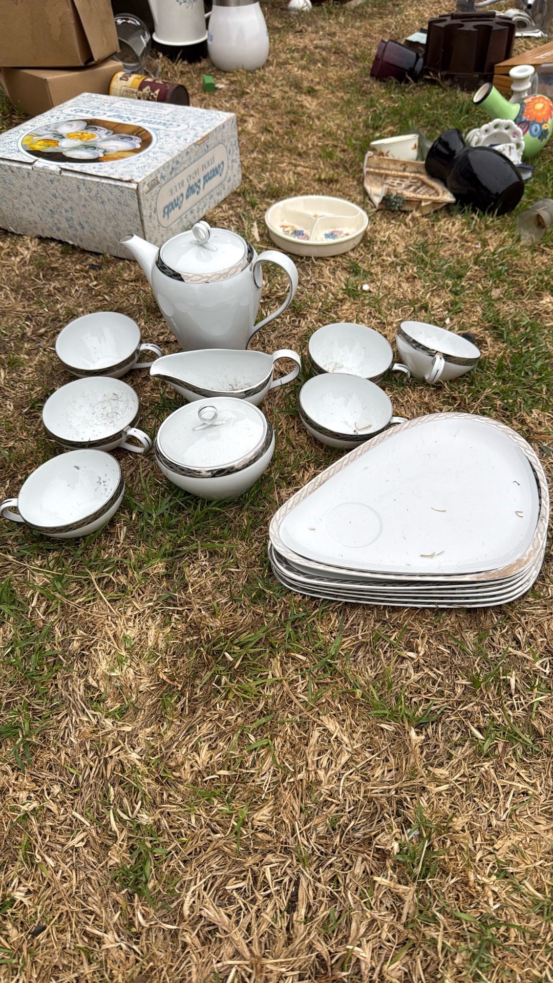 Coffee And Dessert Retro Plates Cream Sugar Coffee