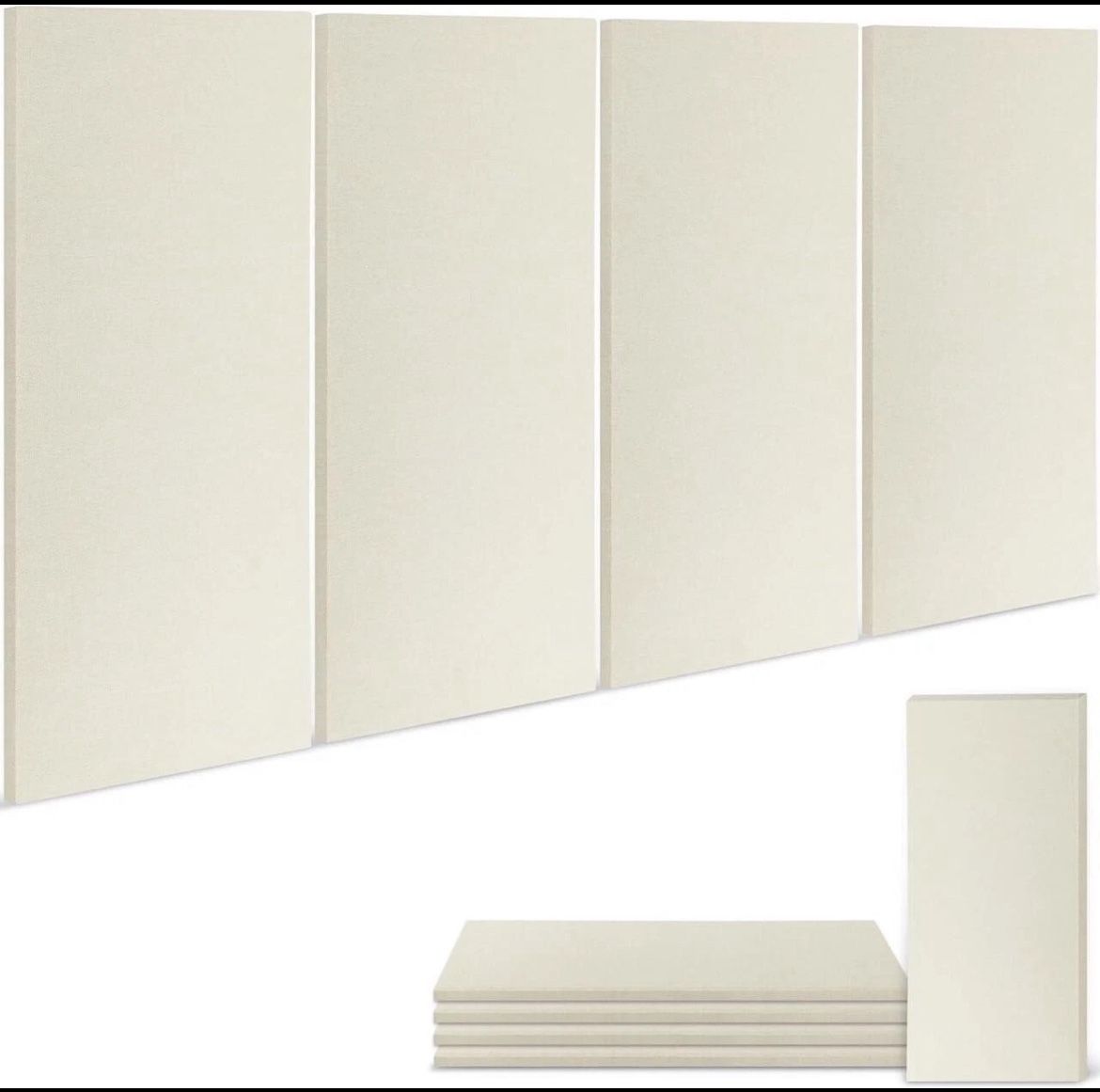 BUBOS 5 pcs Acoustic Wall Panels 47''x 24'' Fabric White NEW