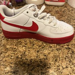Nike Air Force 1 Low White Red , Size 6 W 