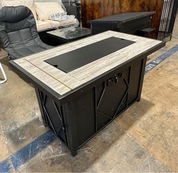 42 inch Propane Fire Pit Patio Outdoor Fire Pit Table Large Black Firepits for Outside Rectangular(Some Scratches)