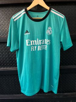 Real Madrid jersey teal soccer fútbol size large adidas