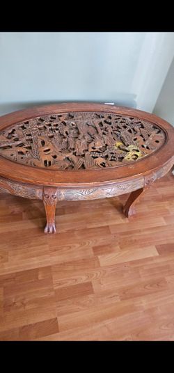 Vintage Oriental Oval Table 