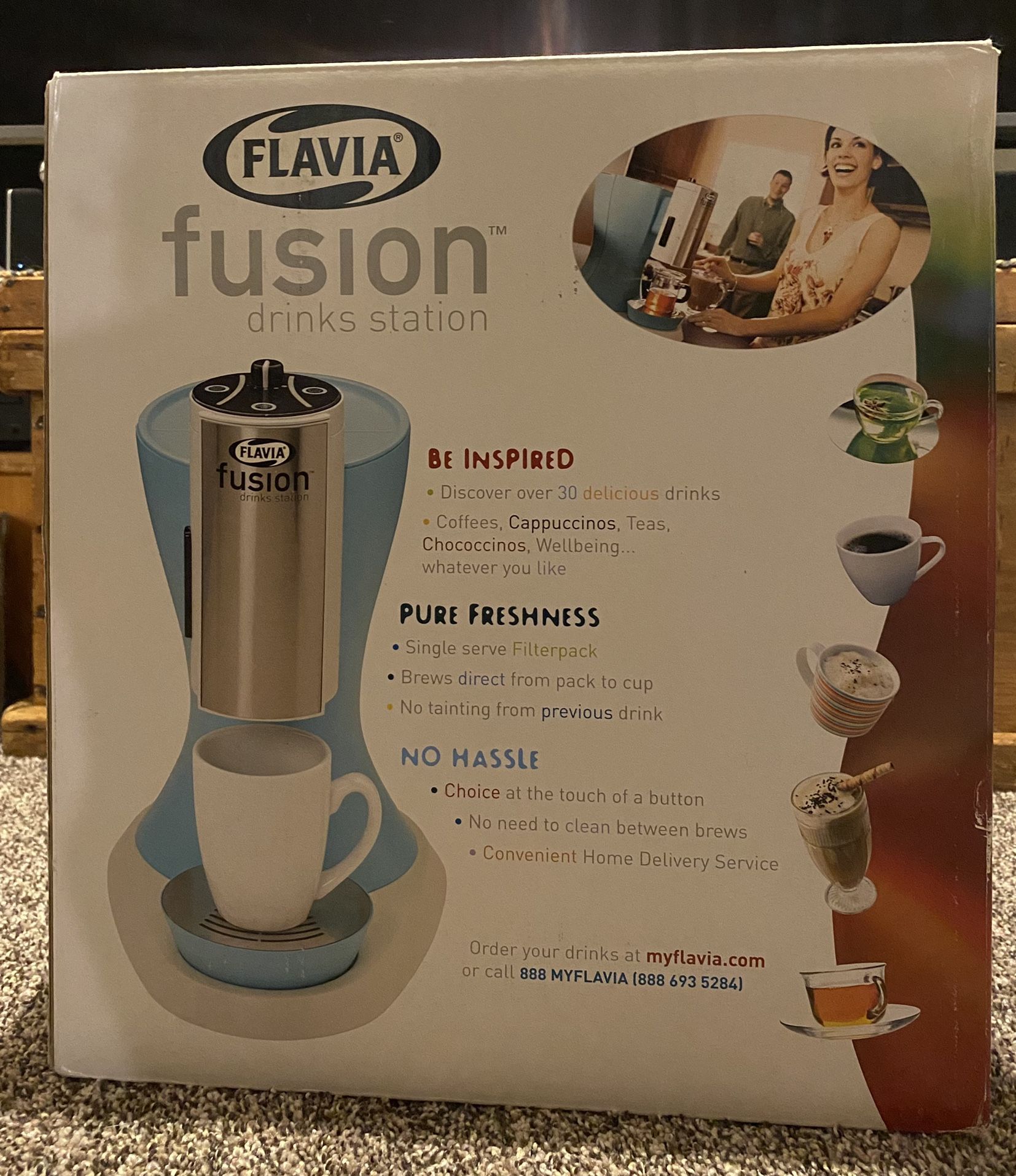 Flavia Fusion Coffee Maker Drink Station~Ice Blue~NIB
