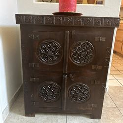 Beautiful Carved Detailed  Mahogany Wood Cabinet 