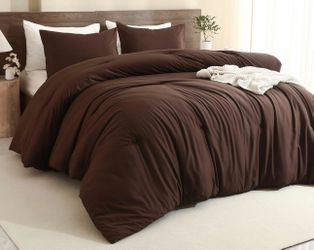 New Paxrac Earthy Brown Comforter Queen Size, Neutral Set, Lightweight Solid Bedding