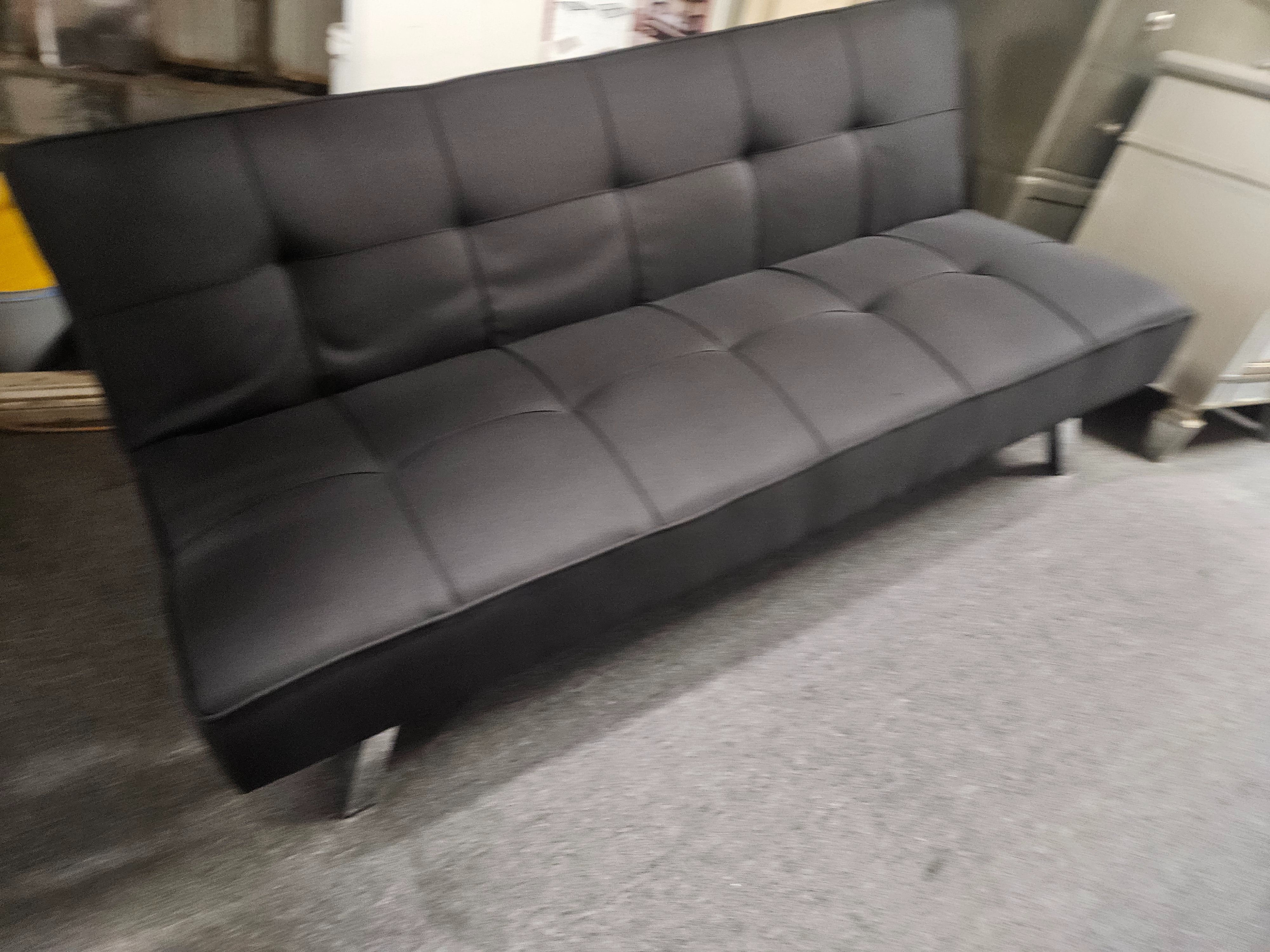 Brand new 68"x38" black faux leather or gray/brown/black linen sofa futon