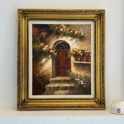 Quality oil On Canvas Hand Painted Doorway Entrance Signed By Artist Authenticity Certificate