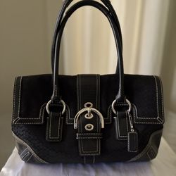 Coach Signature Soho Canvas/Leather Satchel Perfect Condition 