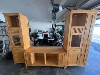 Solid Wood Entertainment Center / TV Stand – $200 OBO