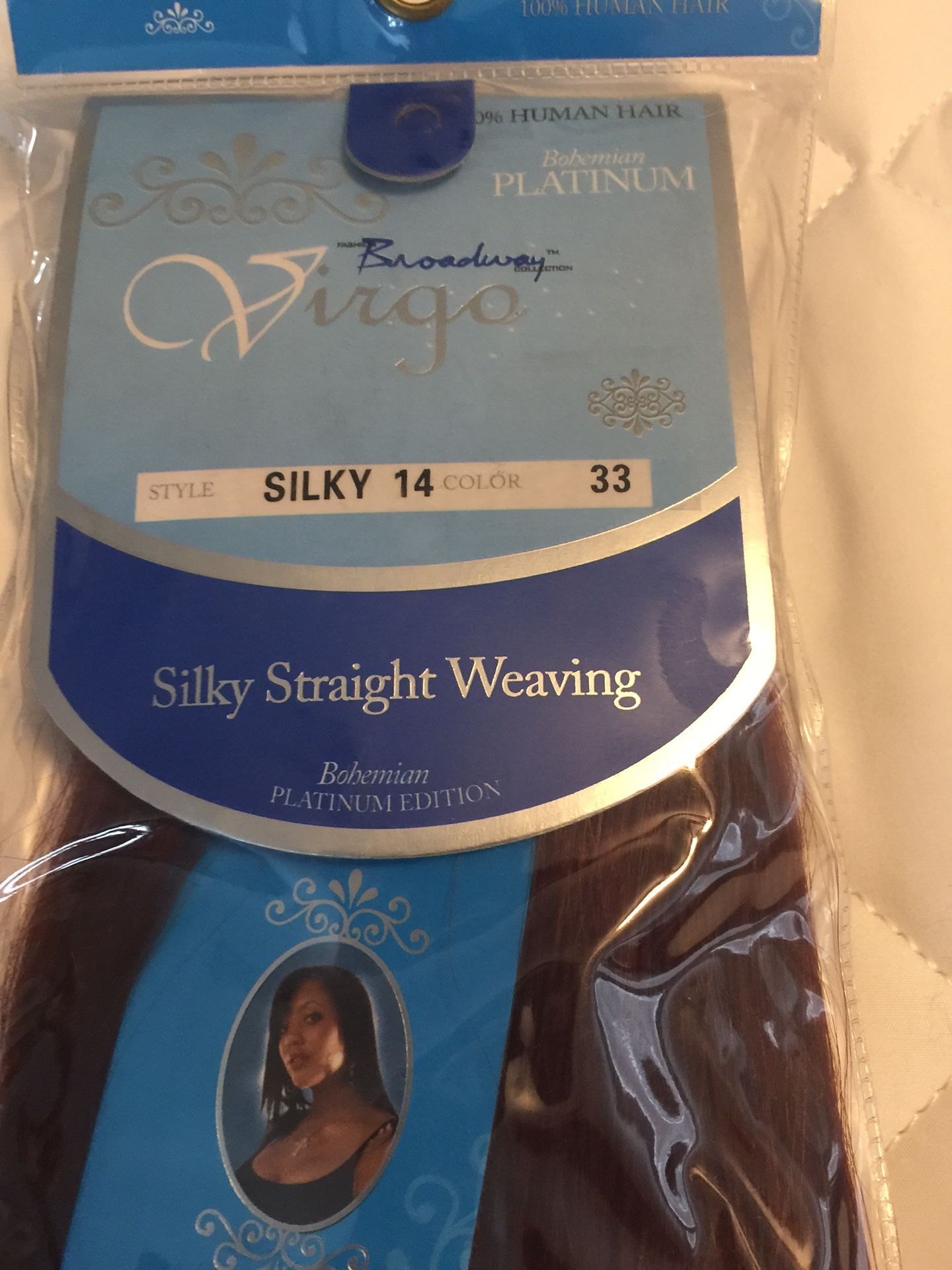 VIRGO BROADWAY BOHEMIAN PLATINUM human straight weaving extension hair (14”)