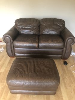 Lazy Boy brown Leather Loveseat and ottoman
