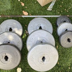 Weight Set With Bar And Dumbbells