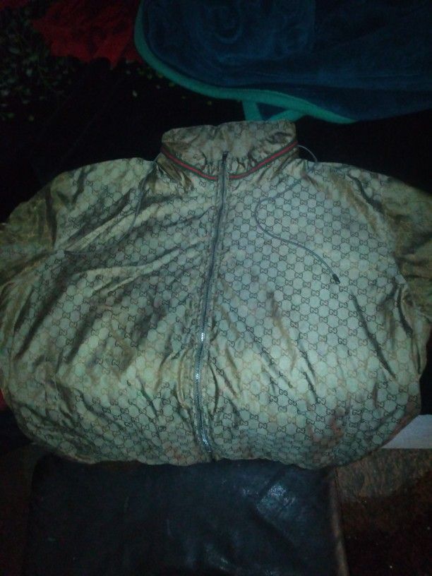 Gucci Satin Wind Breaker Jacket With Hoodie 