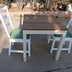 Comfy to go 3-Piece Solid Wood Table Set, Dining Table Set for 2, Farmhouse Rectangular Kitchen Table, Space-Saving Dinette Table Set for Dining Room,