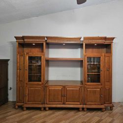Solid Wood Entertaiment Center Wall Unit Lots Of Storage 