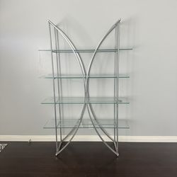 Glass & metal chrome bookcase