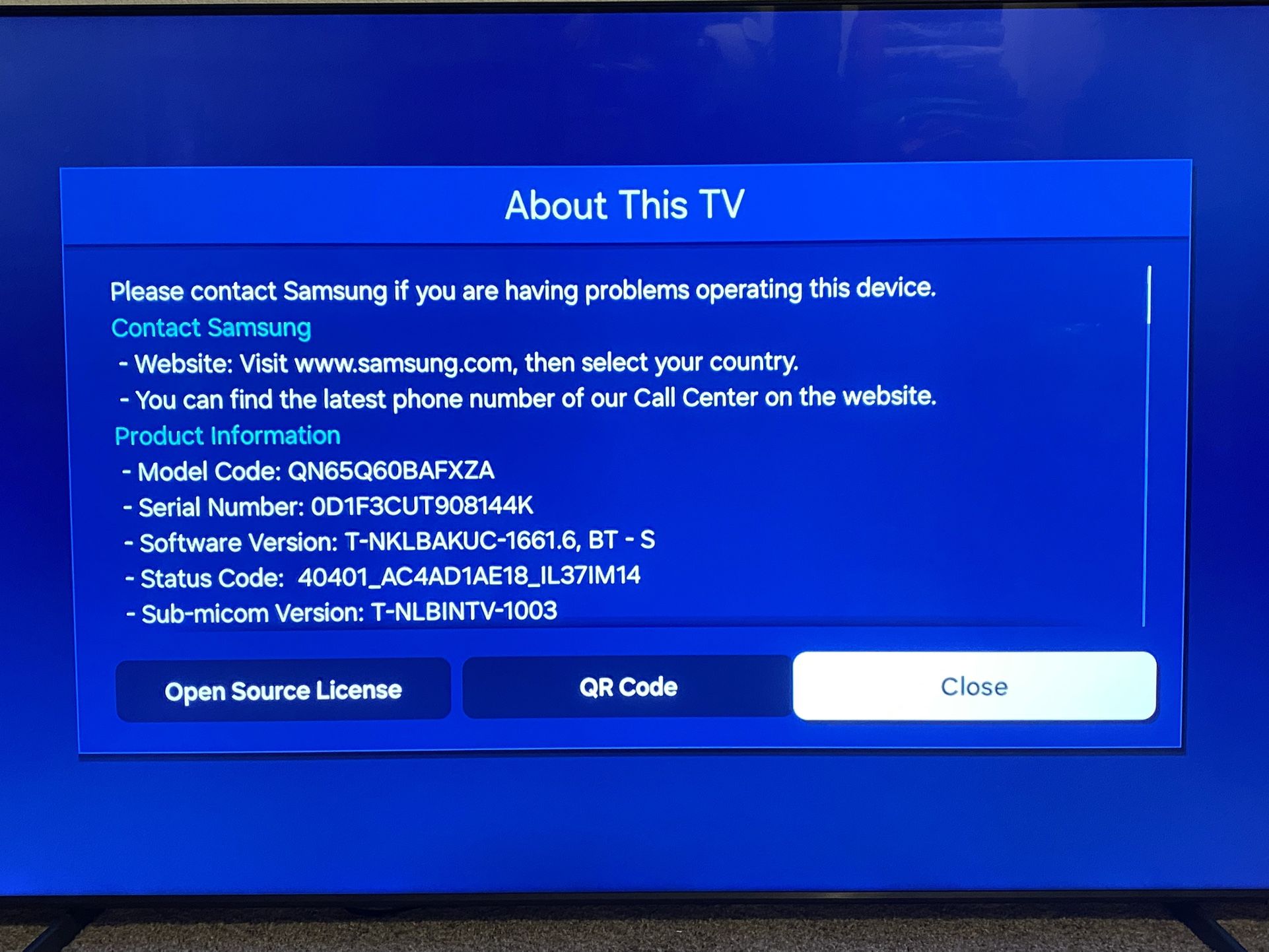 Samsung 65” Q60B QLED 4K Smart TV