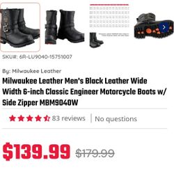 Size twelve men's milwaukee boots