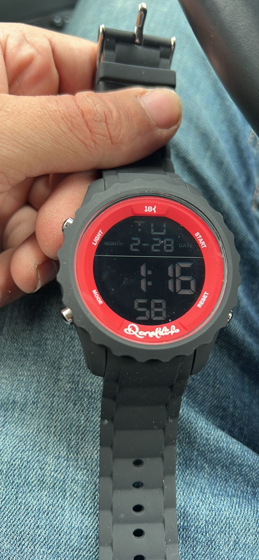 18K Ronaldinho Watches Men's Carbon Gold Digital Watch