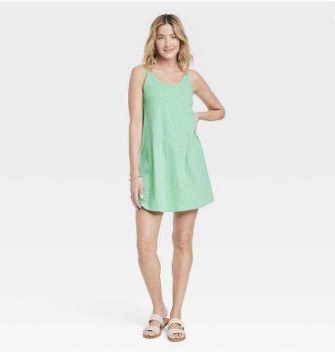Universal Thread Green Cotton Sleeveless Mini Knit Sundress