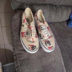 Vans (Tan, Black, White And Red) Size 91/2