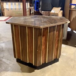 Vintage Wood End Table, Storage With Open Door