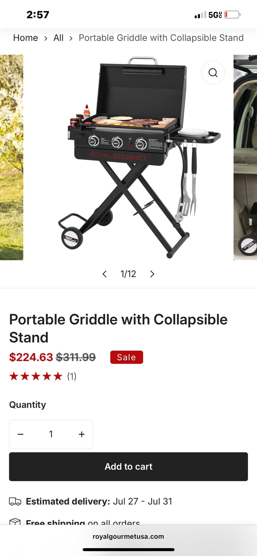 Portable griddle With Collapsible Stand