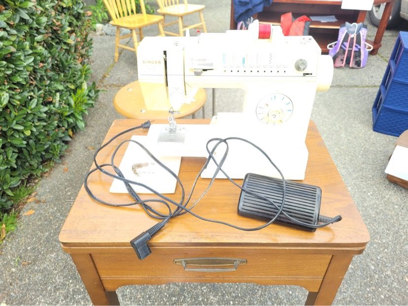 Antique Sewing Machine & Table