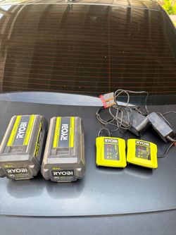 Ryobi 4Ah 40v batteries $100 for both and chargers