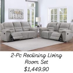 2-Pc Reclining living room set. $53 Down Payment